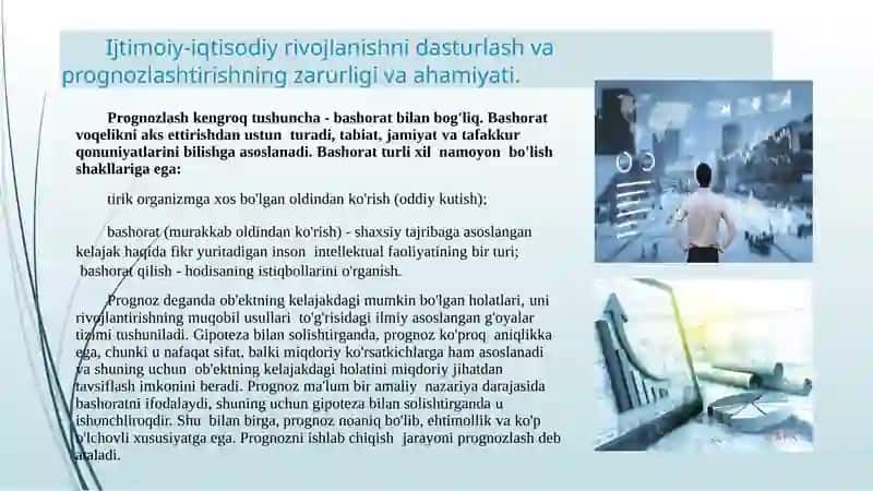 IJTIMOIY-IQTISODIYRIVOJLANISHNIDASTURLASH,PROGNOZLASHTIRISHVAREJALASHTIRISH 2