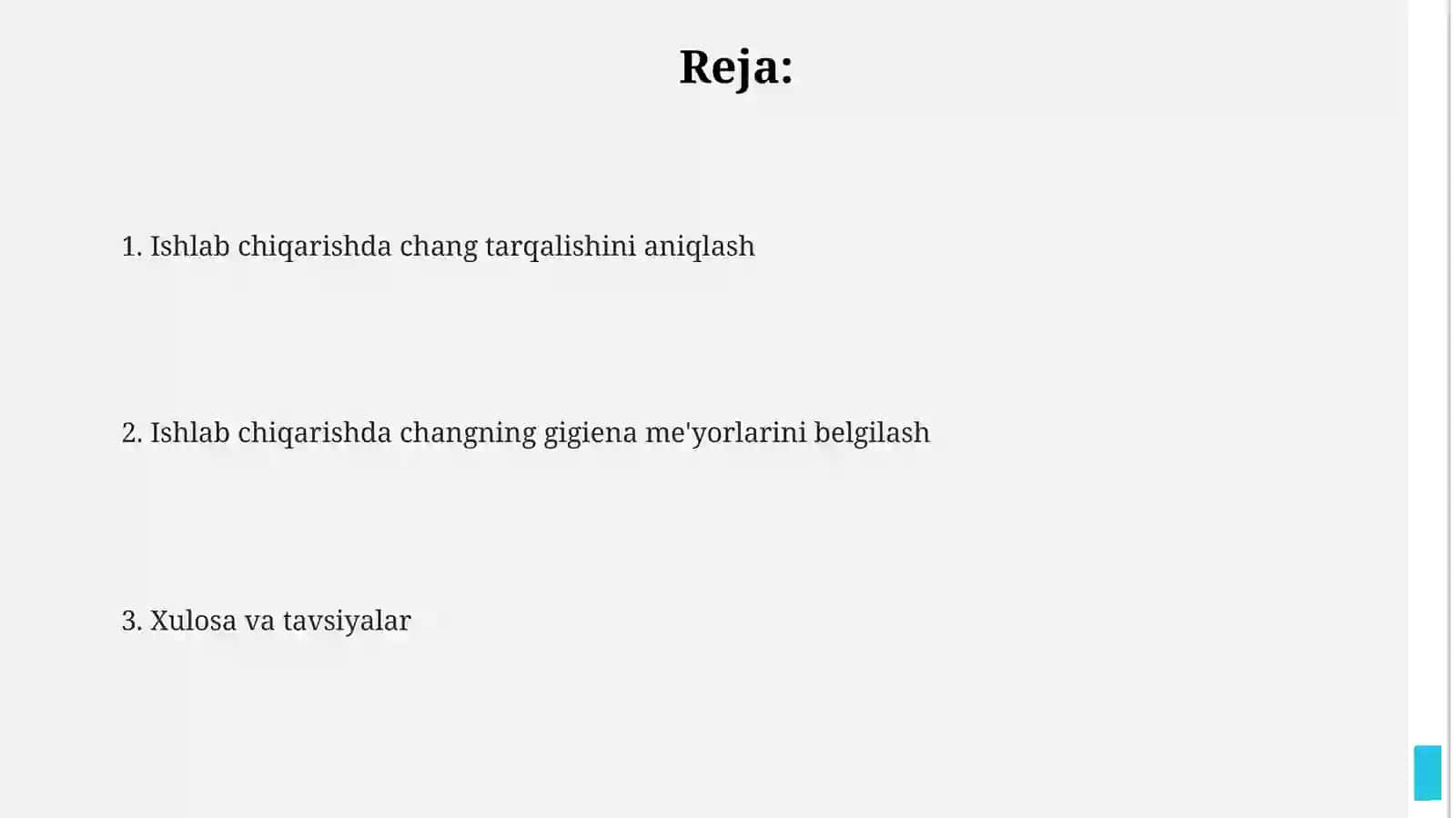 Ishlab chiqarishda changni dispesligini aniqlash Ishalab chiqarishda changnigigiyenikmeyorlash 2
