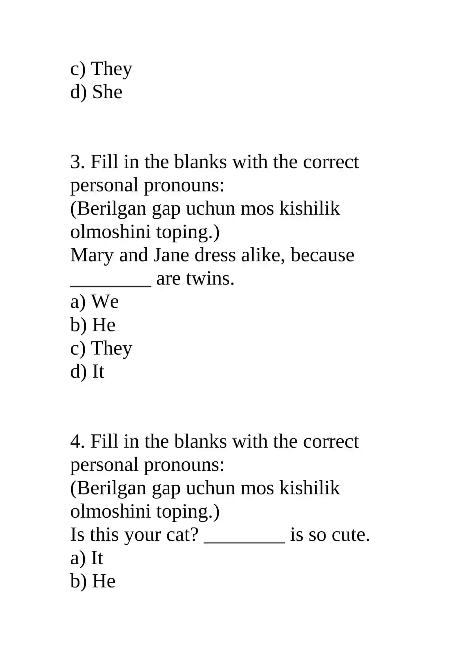 Kishilik olmoshlari 2
