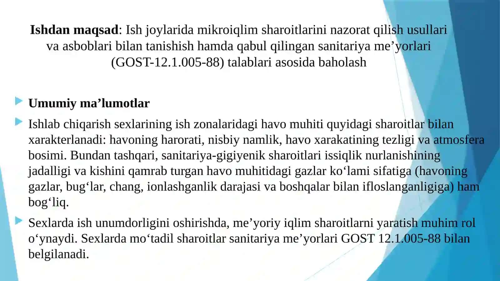 Laboratoriya Ishiishjoylaridagi Mikroiqlim Sharoitlarini Tadqiq Qilish 2