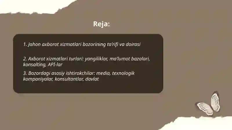 Jahon axborot xizmatlari bozori: asosiy tushunchalar 2