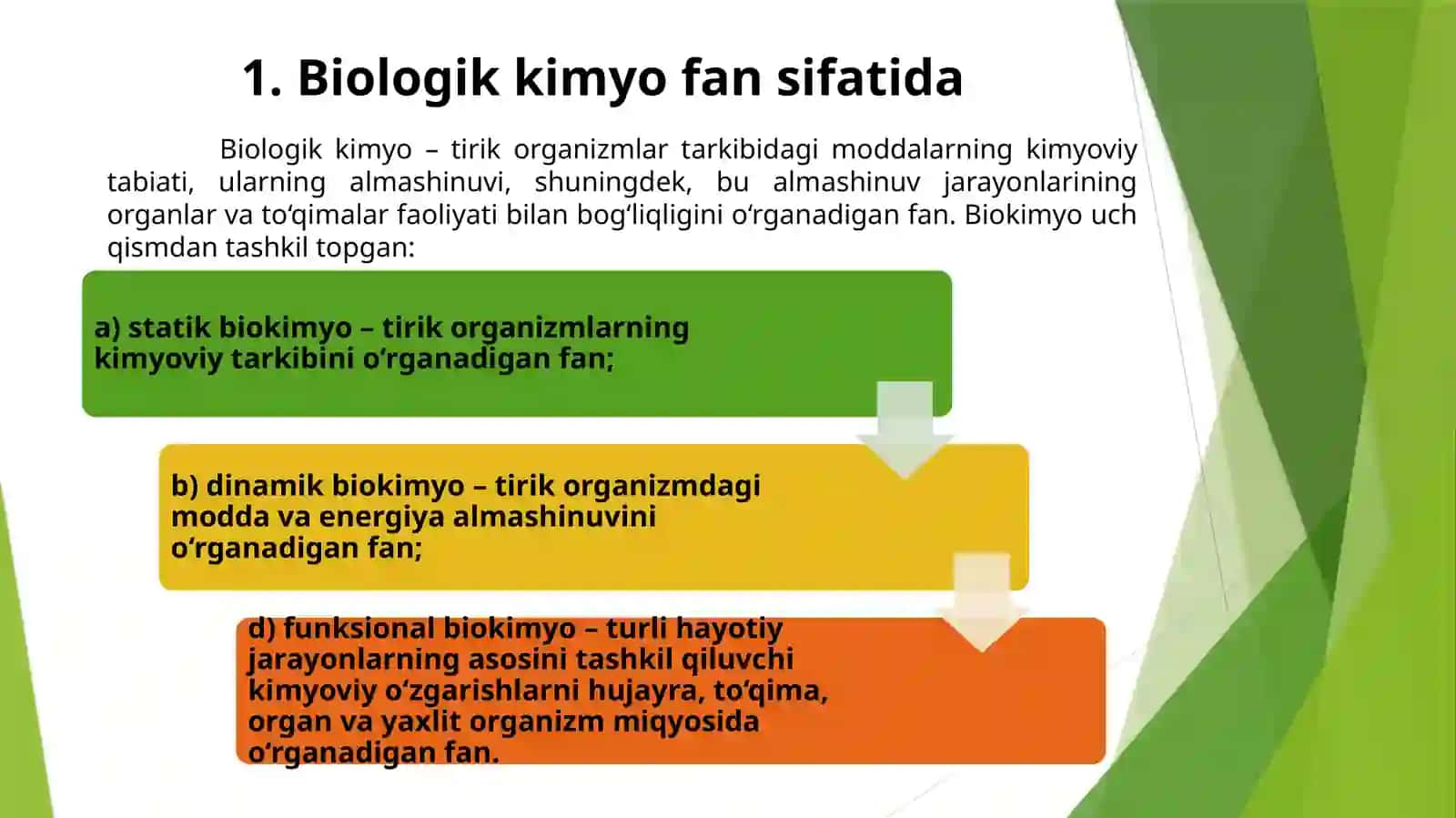 BIOKIMYONING PREDMETI, VAZIFALARI, RIVOJLANISH TARIXI VA ISTIQBOLLARI 2