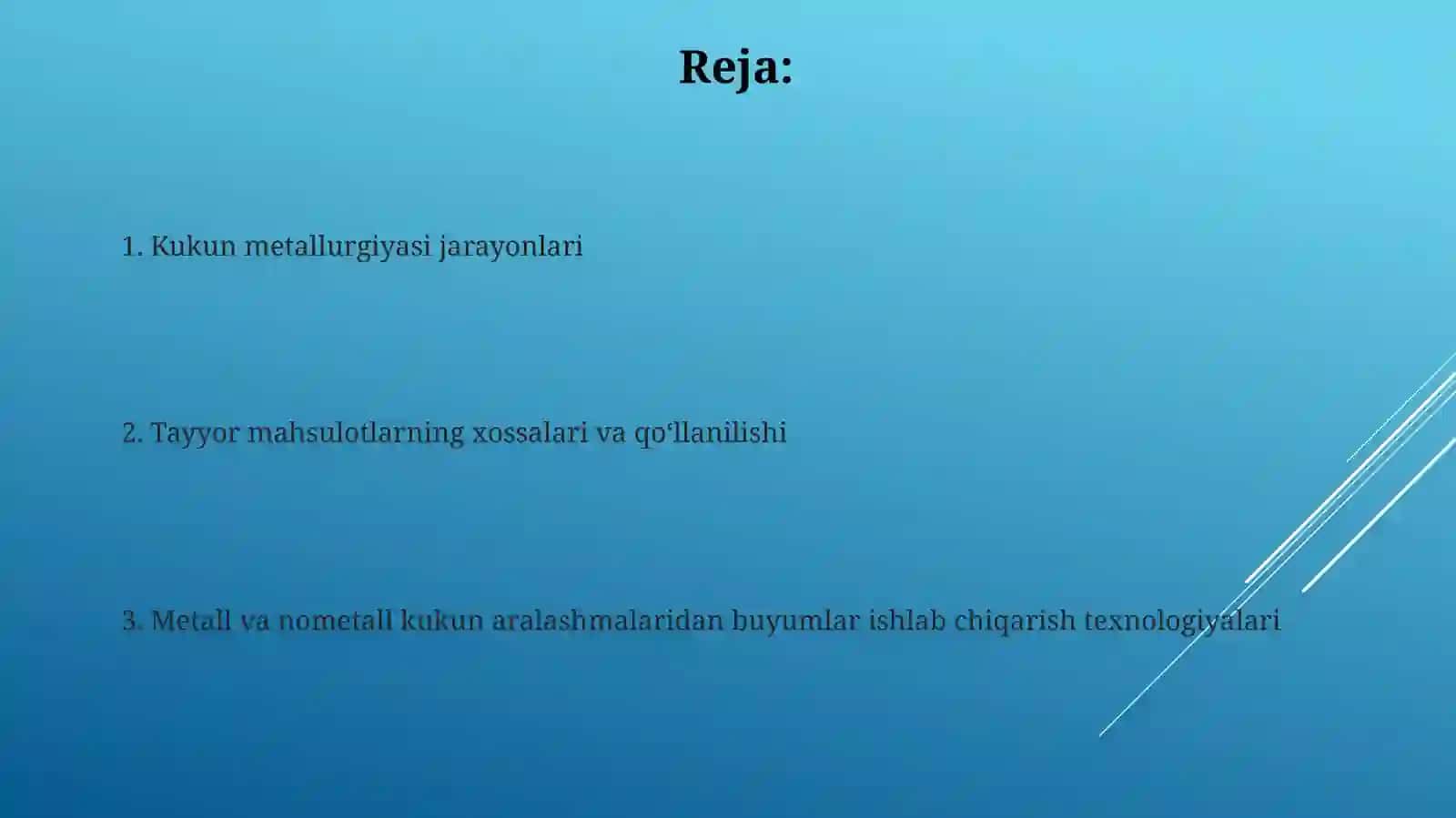 Metallar va Nometall materiallar kukunlari aralashmalaridan detallar tayyorlash texnologiyasi 2