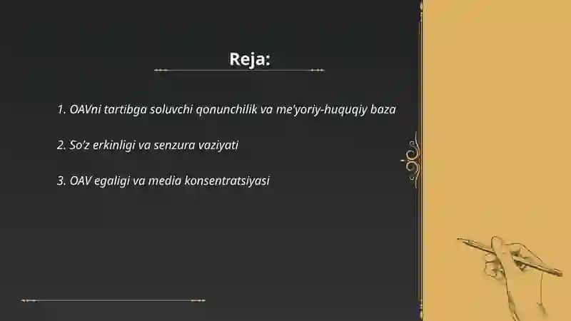 OAVni tartibga soluvchi qonunchilik va me'yoriy-huquqiy baza 2