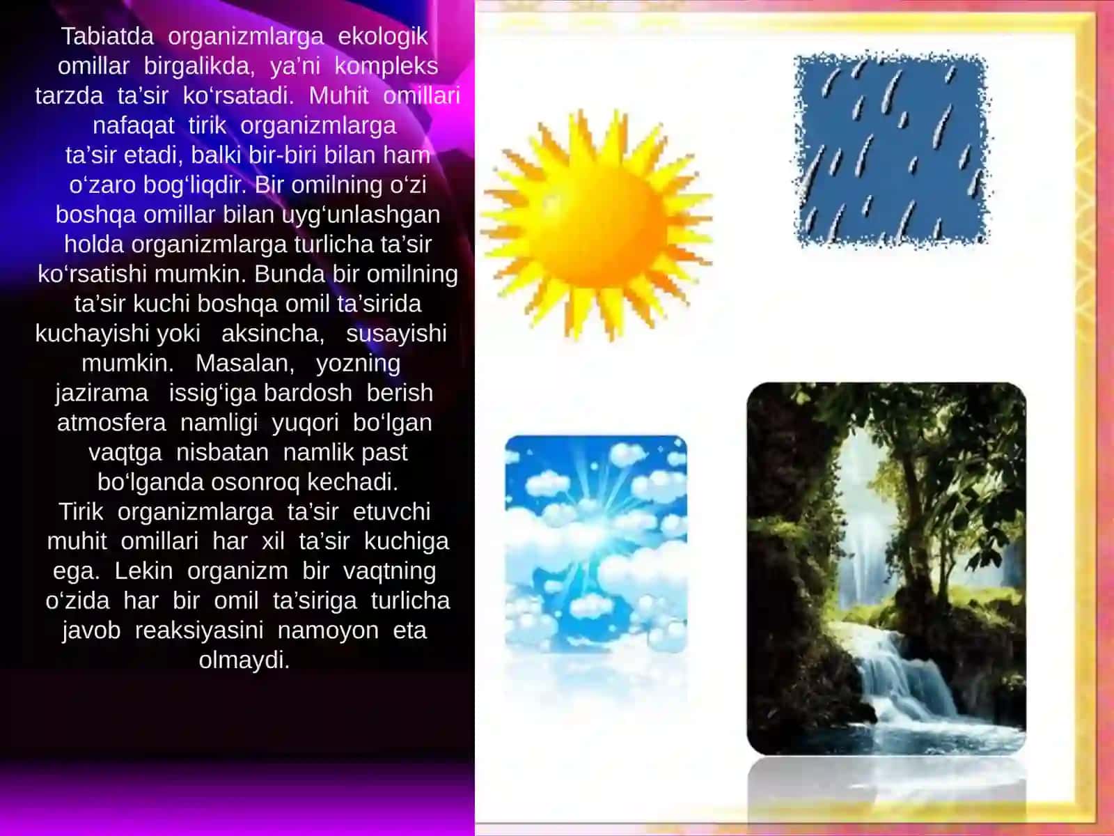 Muhitabiotik omillar hayvonlar hayotidagi ahamiyati va moshish xususiyatlari 2