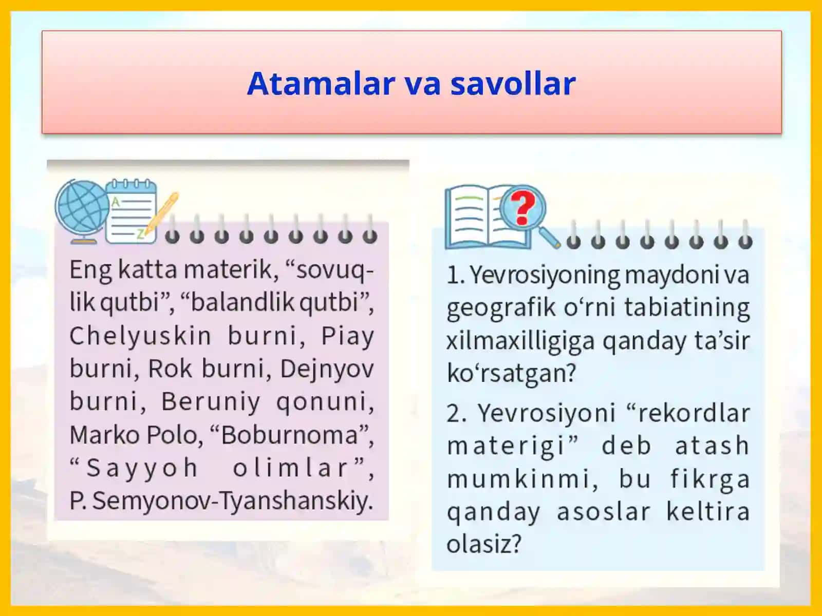 Yevrosiyoning geografiko‘rni,o‘rganilishi 2