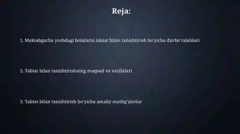 Tabiat bilan tanishtirish bo'yicha davlat talablari 2