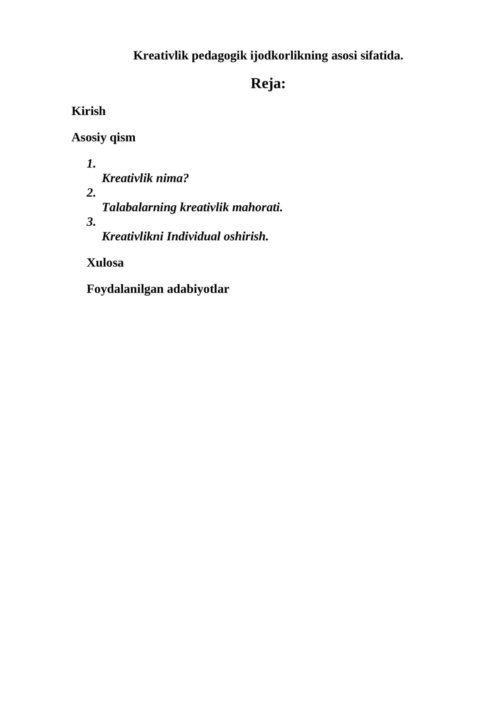 Kreativlik pedagogik ijodkorlikning asosi sifatida. (2). 2