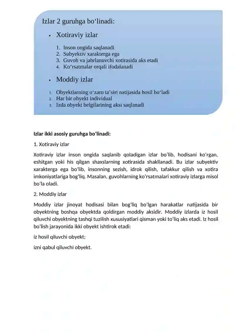 TRASOLOGIYA TUSHUNCHASI VA IZLARNING TASNIFI 2