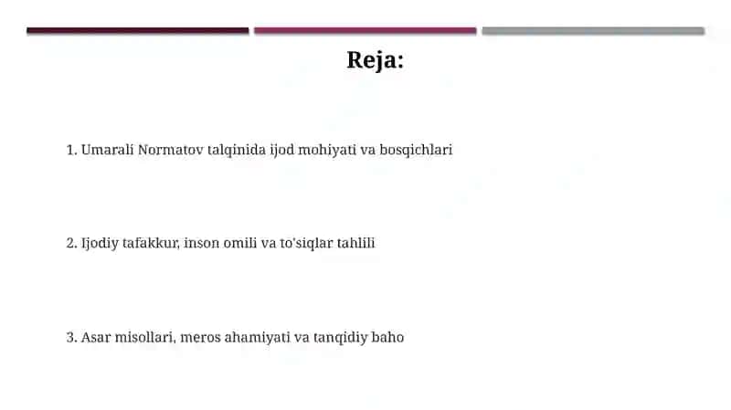 Ijod sehri Umarali Normatov asari tahlili 2
