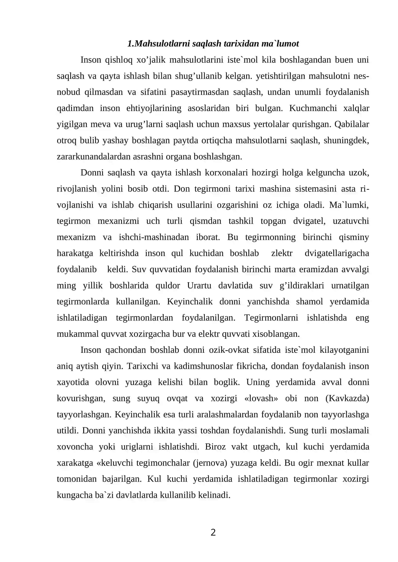 Dоn va dоn mahsulоtlarini saqlash va dastlabki ishlash texnоlоgiyasi 2