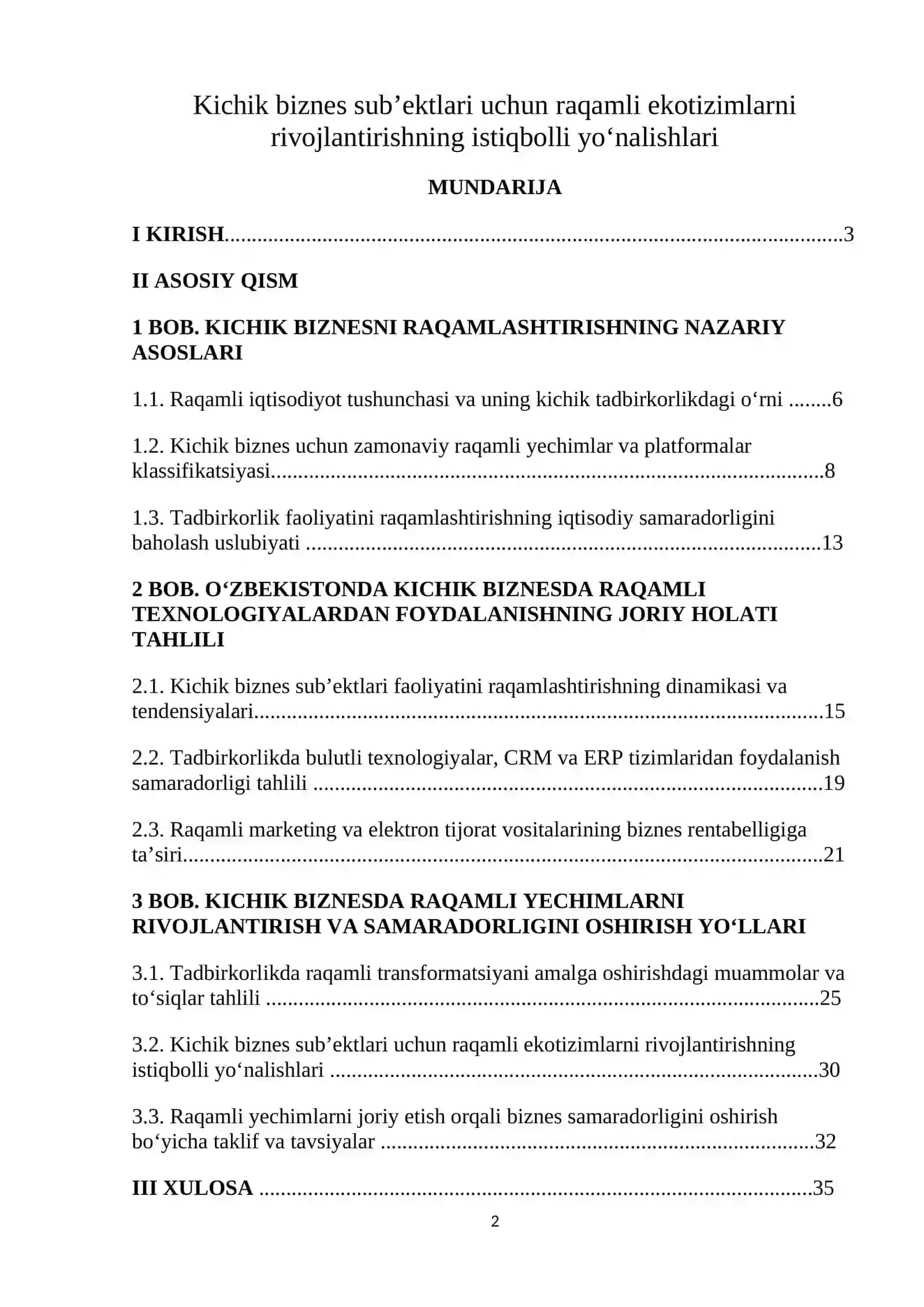 Kichik biznes sub’ektlari uchun raqamli ekotizimlarni rivojlantirishning istiqbolli yo‘nalishlari 2