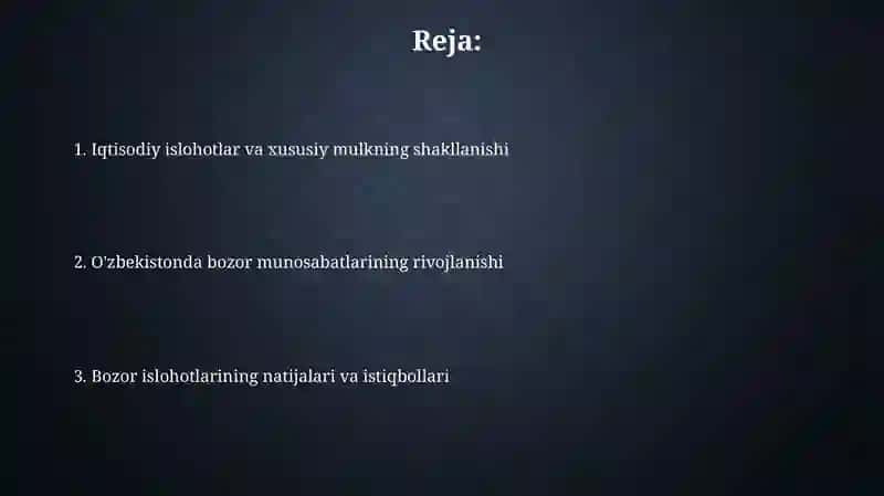 Iqtisodiy islohotlar va xususiy mulkning shakillanishi 2