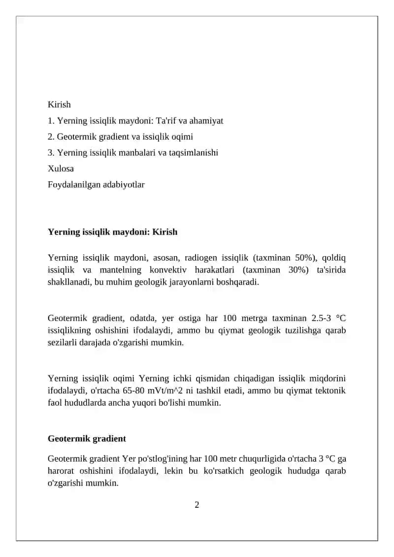 Yerning issiqlik maydoni 2