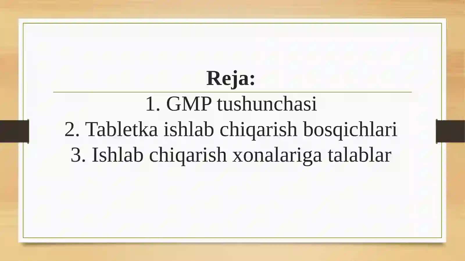 Tabletka dori vositasi uchun GMP talablari 2