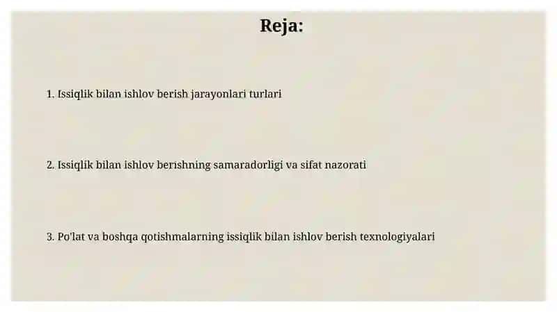 Po'lat va boshqa qotishmalarga termik ishlov berish texnologiyasi 2