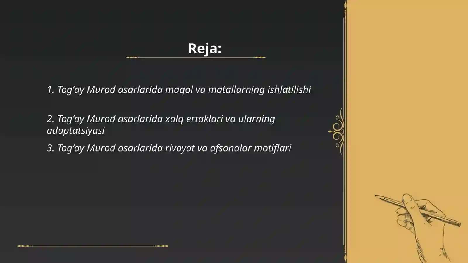 Togʻay Murod asarlarida xalq ogʻzaki ijodi na'munalari 2
