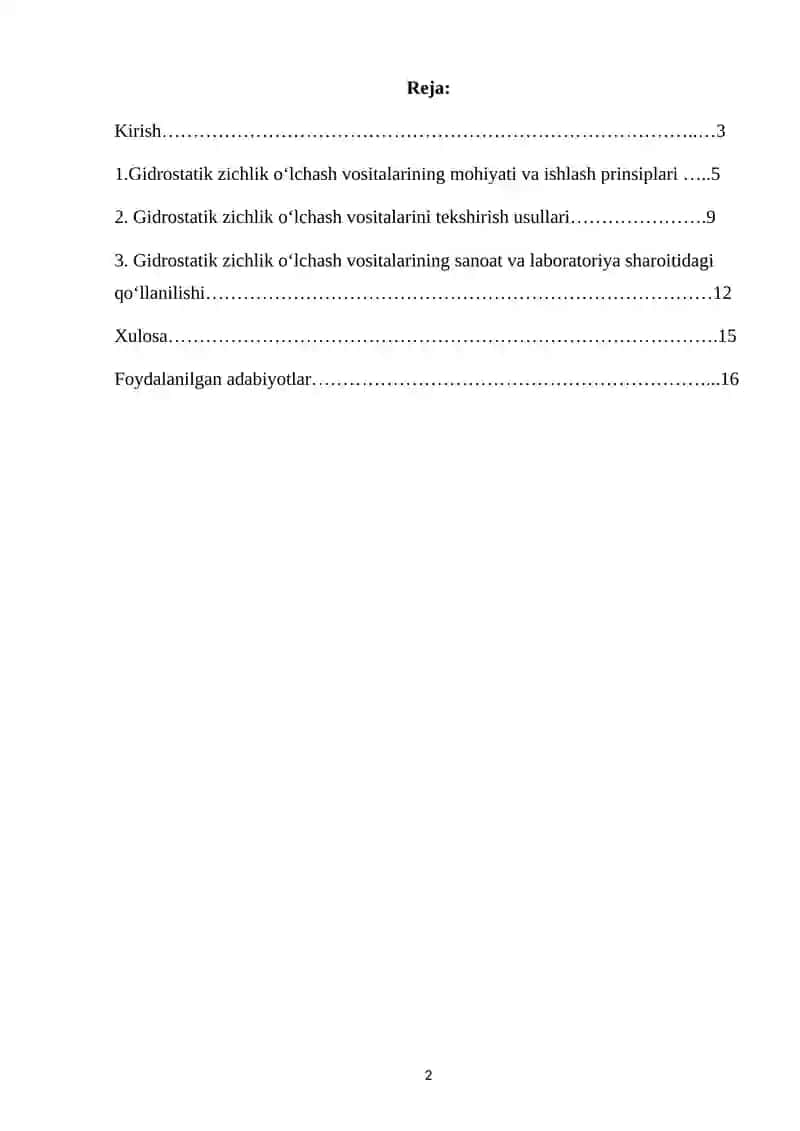 Gidrostatik zichlik o'lchash vositalarini tekshirish usullari 2