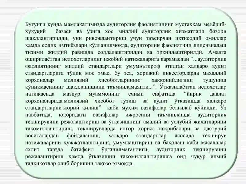 Auditorlik tekshiruvini rejalashtirish 2