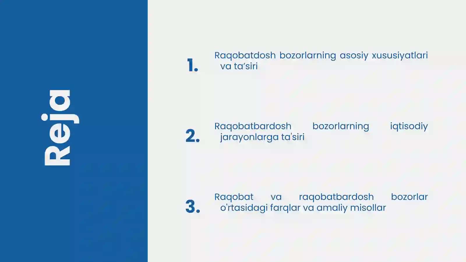 Mikro iqtisodiyotning raqobatdosh va raqobatbardosh bozorlari 2