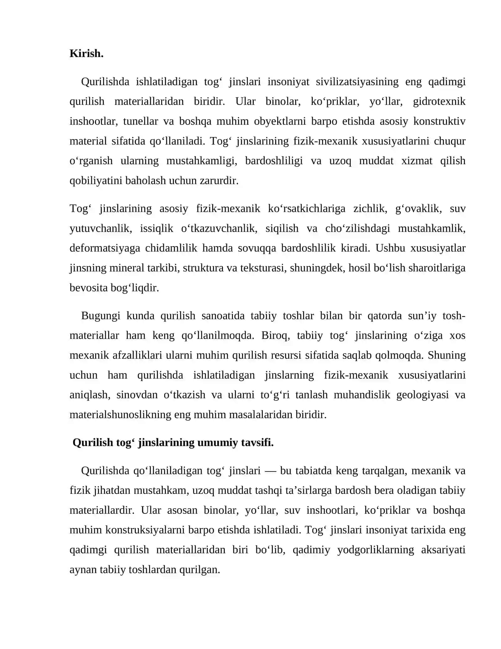 Qurilish tog‘ jinslarining asosiy fizik-mexanik xususiyatlari 2