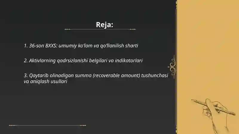 36-son BXXS bugʻalterya hisobing xalqaro standarti aktevlarning qadirsizlanishi 2