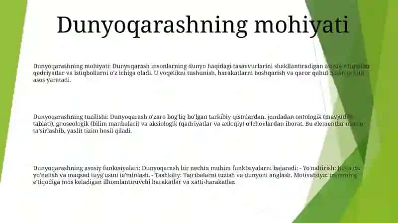Dunyoqarashning Mohiyati, Tuzilishi Va Asosiy Funksiyalari 2