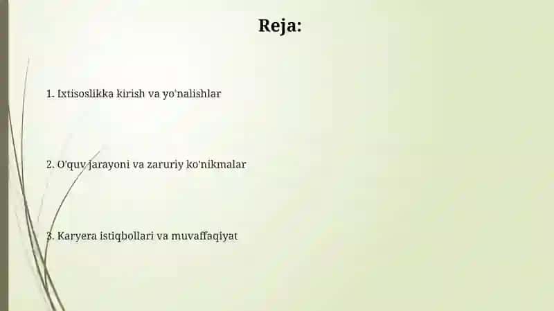 Mutaxasislik faniga kirish 2
