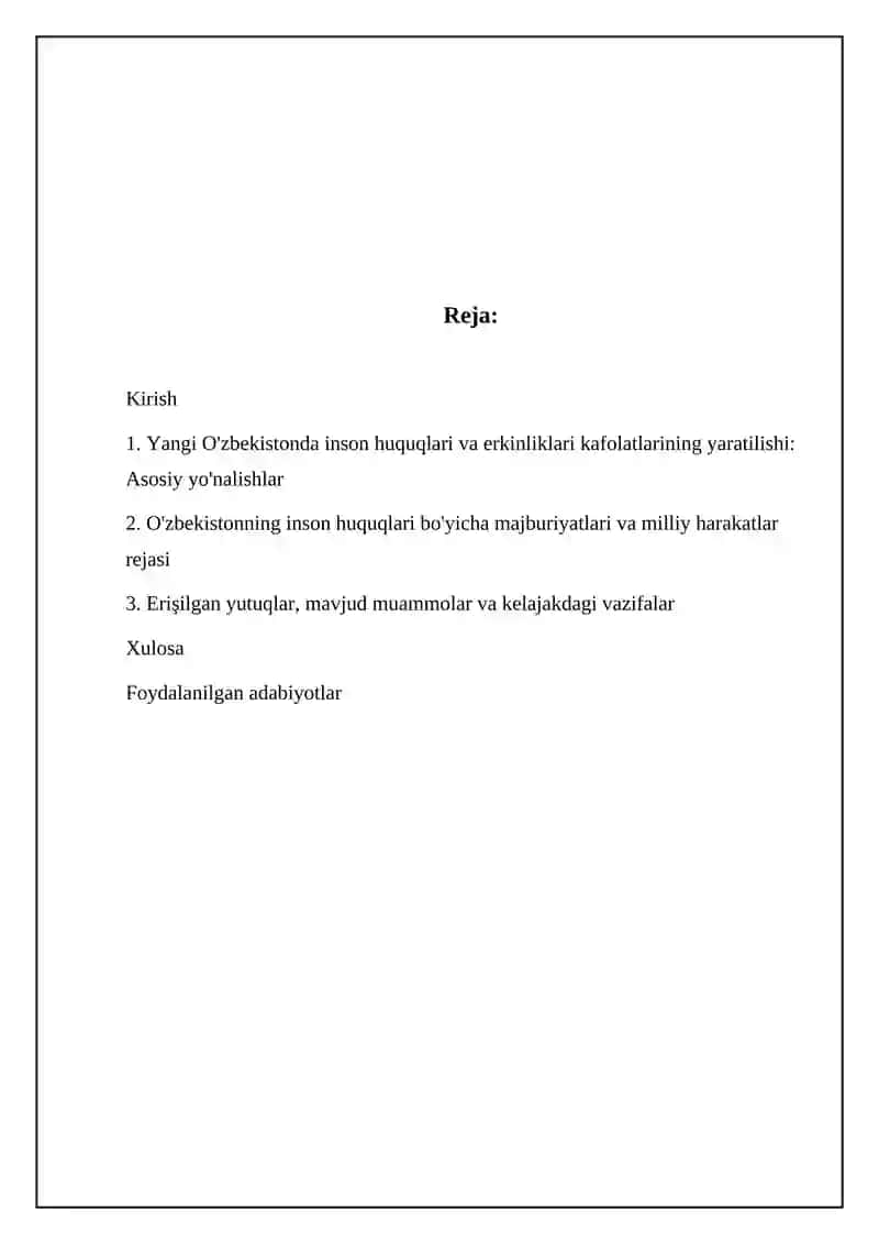 Yangi O'zbekistonda inson huquqlari va erkinliklari kafolatlarining yaratilishi: Asosiy yo'nalishlar 2