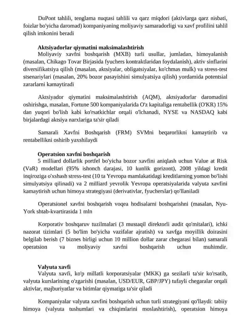 KORXONALARDA MOLIYAVIY RISKLARNI BOSHQARISH 2