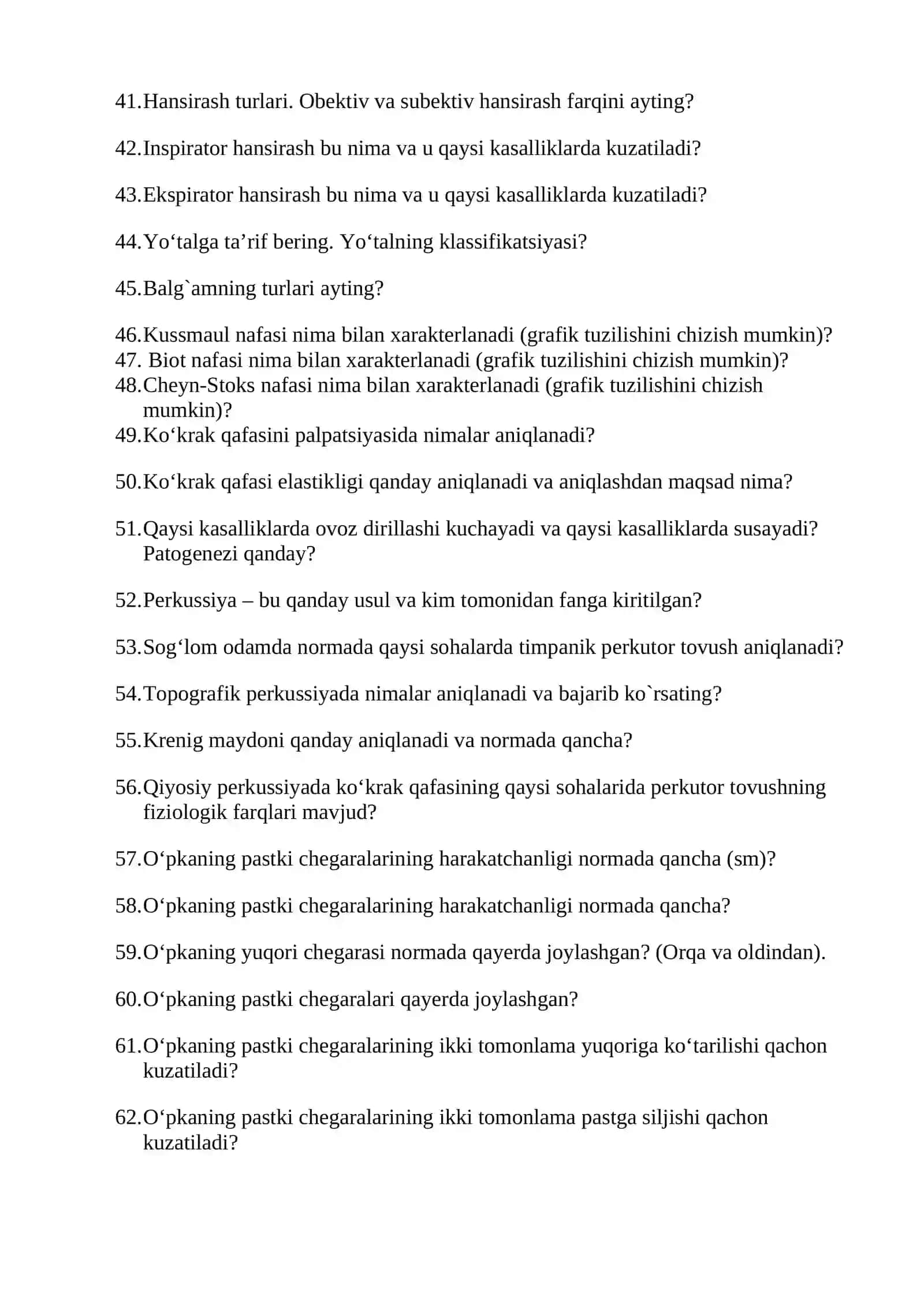 Ichki kasalliklari propedevtikasi fanidan oraliq nazorat savollari 2