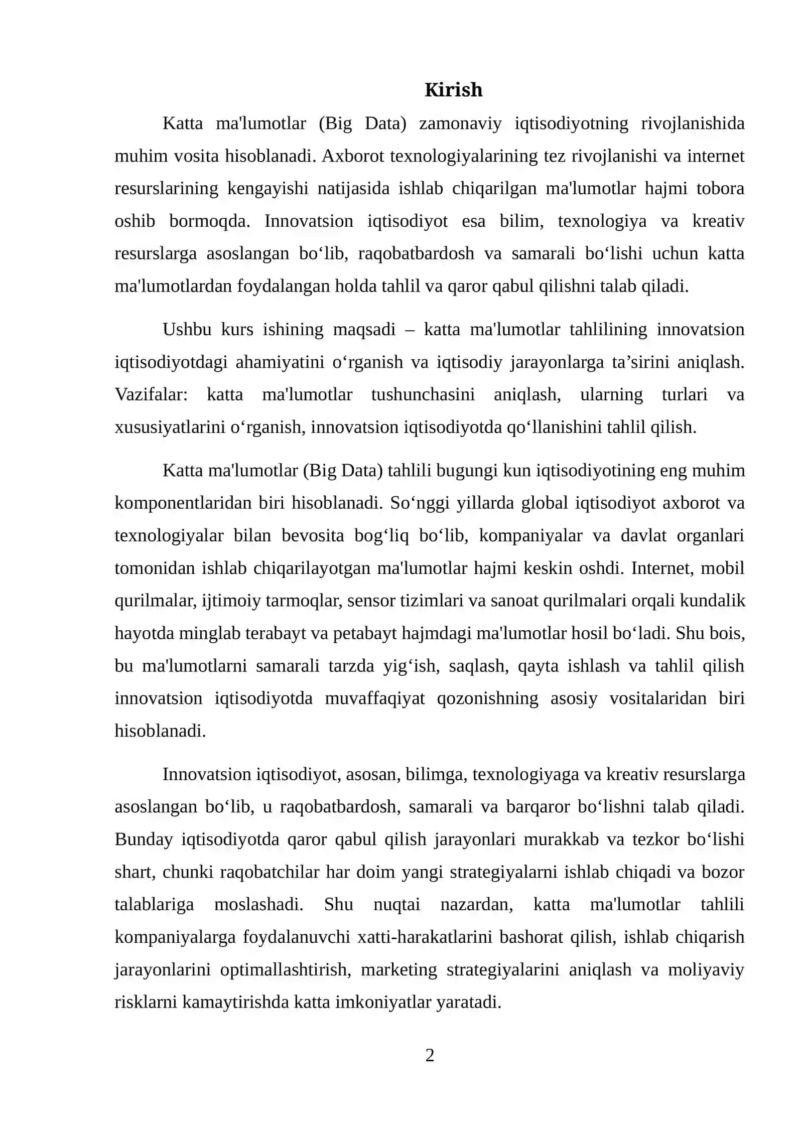 KATTA MA'LUMOTLAR (BIG DATA) TAHLILINING INNOVATSION IQTISODIYOTDAGI ROLI 2
