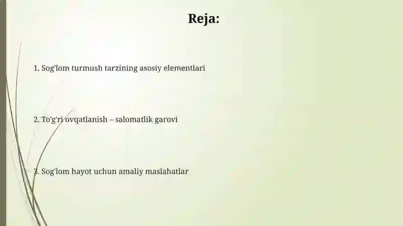 Sog'lom turmush tarzi. To'g'ri ovqatlanish 2