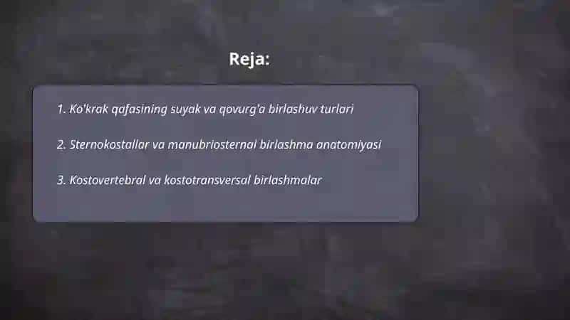 Ko'krak qafasining birlashuvi, muskullar va boylamlar 2