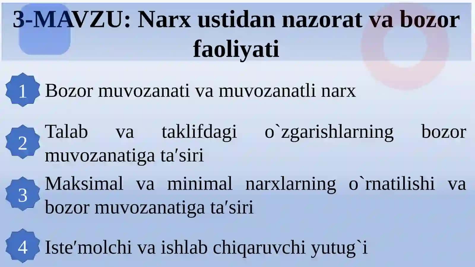 Narxustidan nazorat va bozor faoliyati 2