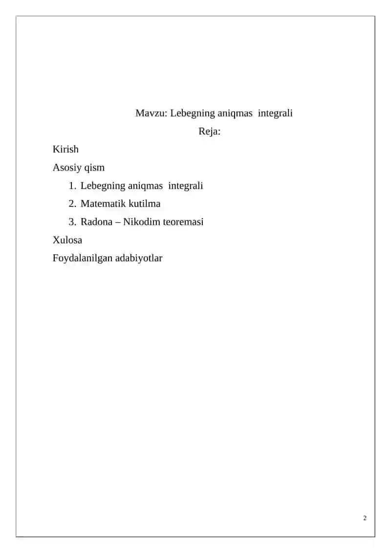 Labegning aniqmas integrali 2