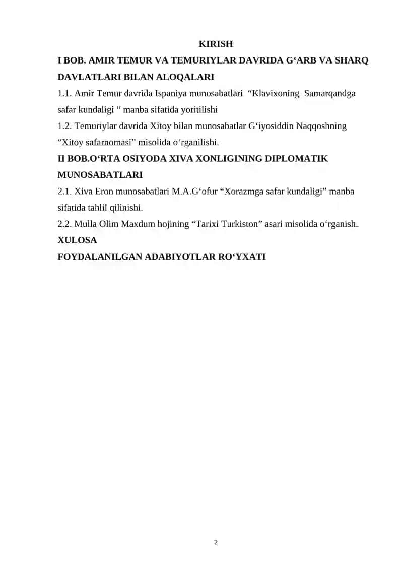 O‘RTA OSIYODAGI SULOLALARNING QO‘SHNI DAVLATLAR BILAN ALOQALARI TAVSIFI 2