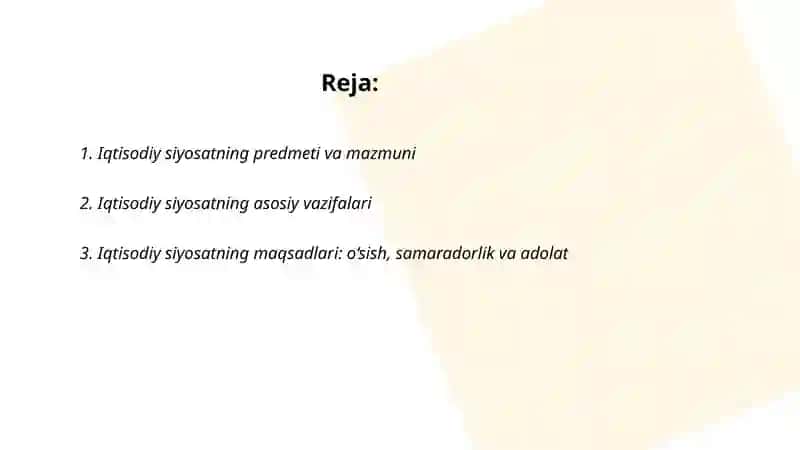 Iqtisodiy siyosatning predmeti va vazifalari 2