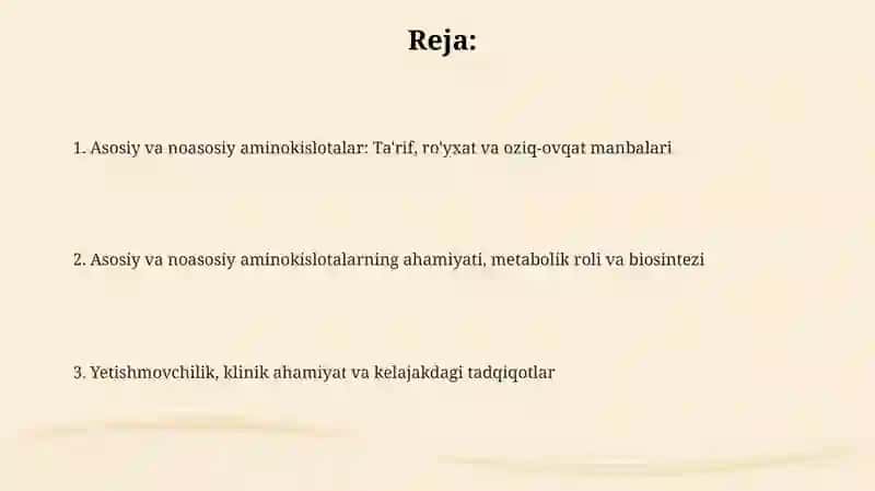 Asosiy va Noasosiy Aminokislotalar: Ta'rif va Farqi 2