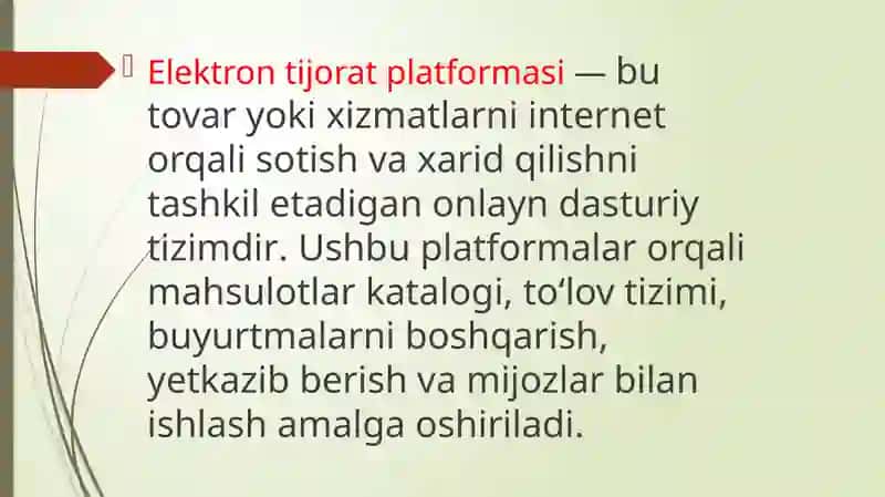 Elektron Tijorat Platformalari va ularning ish prinsiplari 2