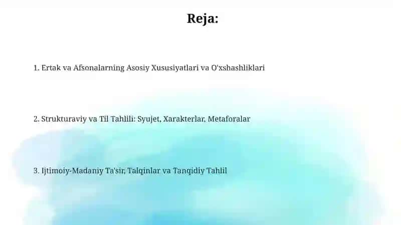 Nasriy asarlar tahlili(Ertak,masal misolida) 2