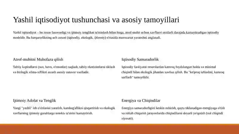 Yashil iqtisodiyotga o'tish: Zarurat, tamoyillar va dastaklar 2