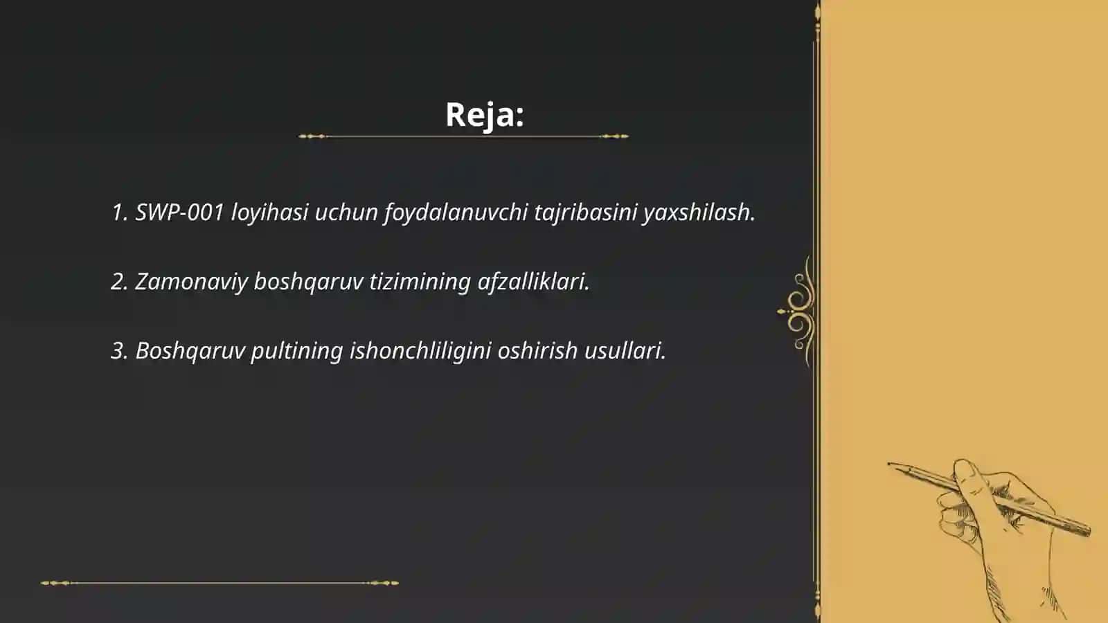 SWP-001 loyihasi 2