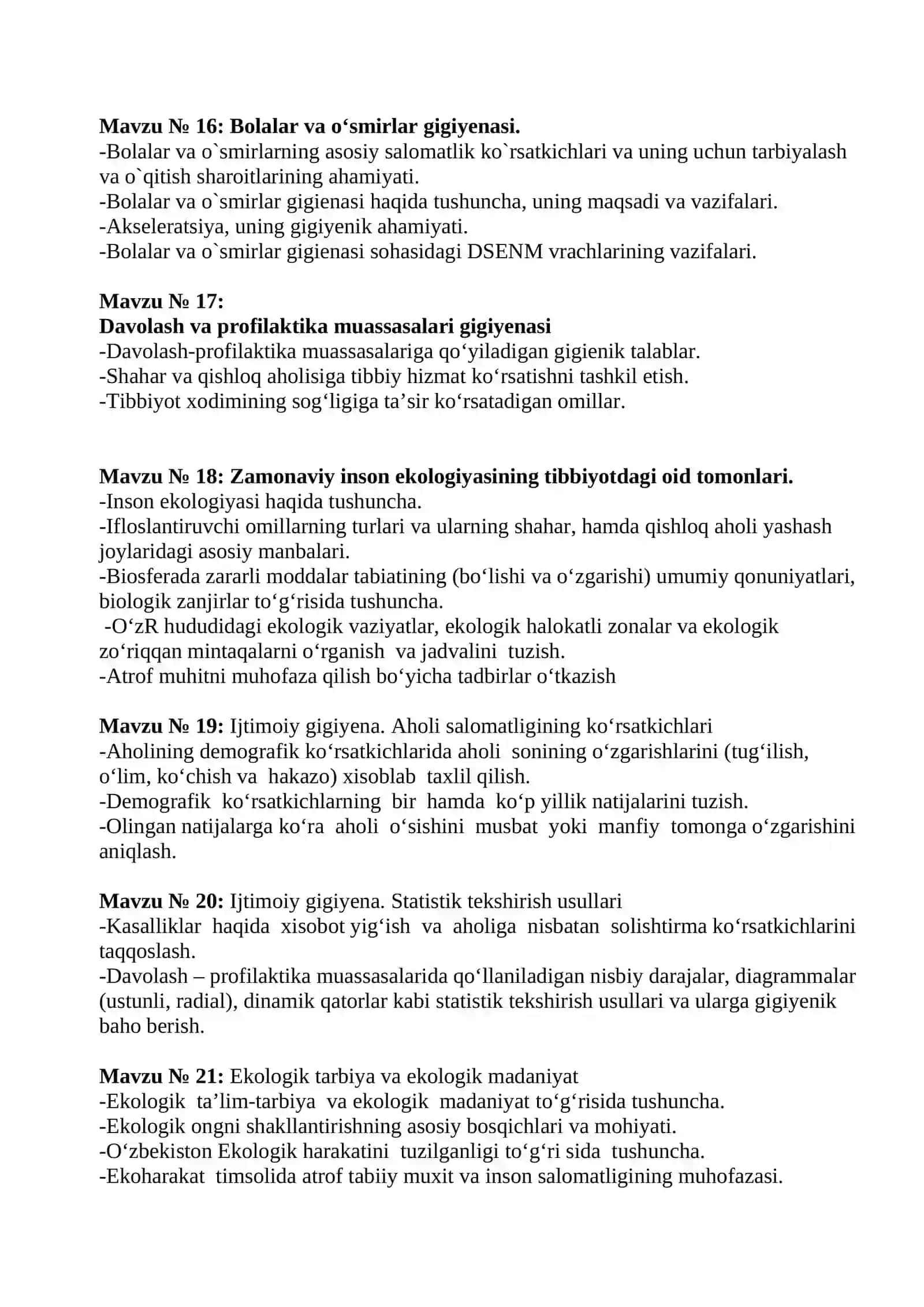 Mavzu № 9: Suv gigiyenasi va aholini suv bilan ta`minlash 2