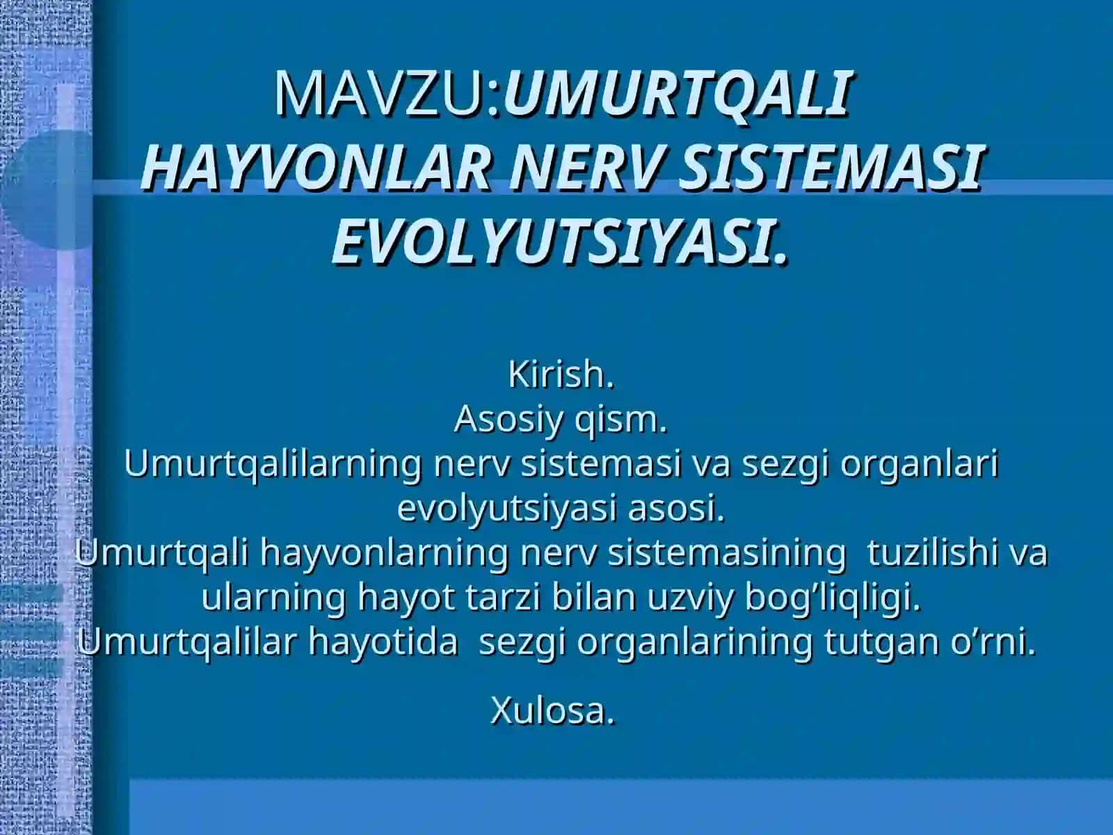 UMURTQALIHAYVONLAR NERV SISTEMASI EVOLYUTSIYASI 2