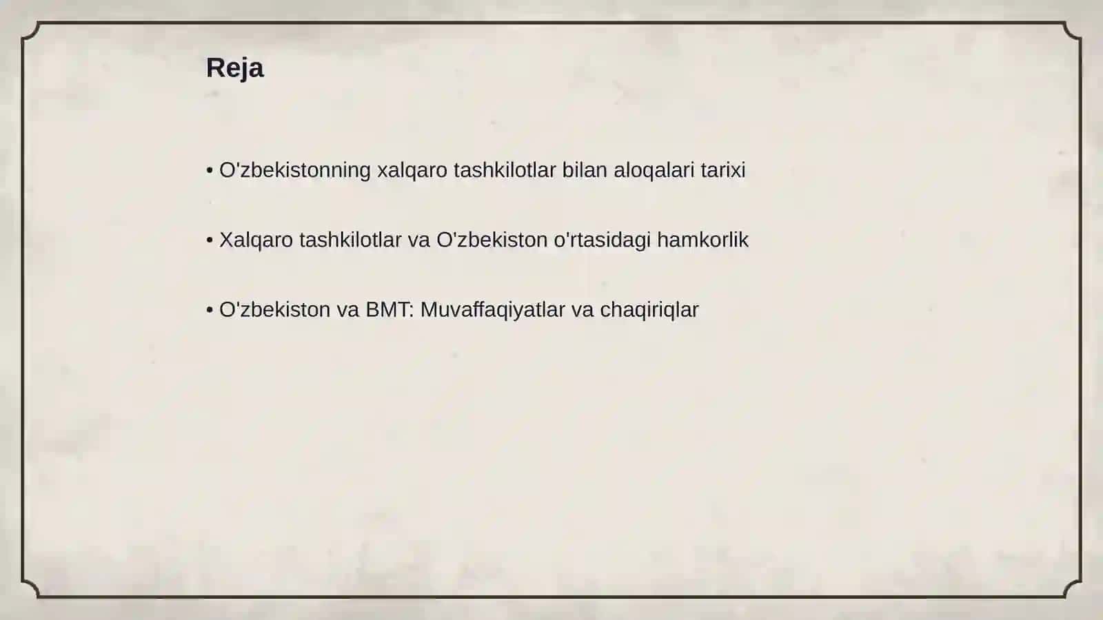 O'zbekistonning xalqaro tashkilotlar bilan hamkorlik aloqalari 2