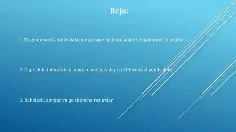 Trigonometrik funksiyalarni òqitish metodikasi 2