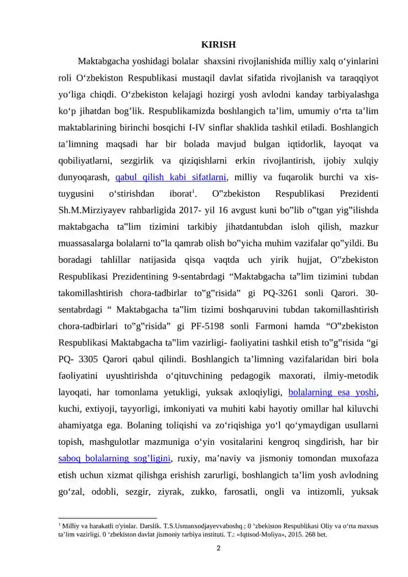 MAKTABGACHA YOSHDAGI BOLALAR BILISH JARAYONLARINI RIVOJLANISHIDA MILLIY XALQ O’YINLARINING TA’SIRI 2