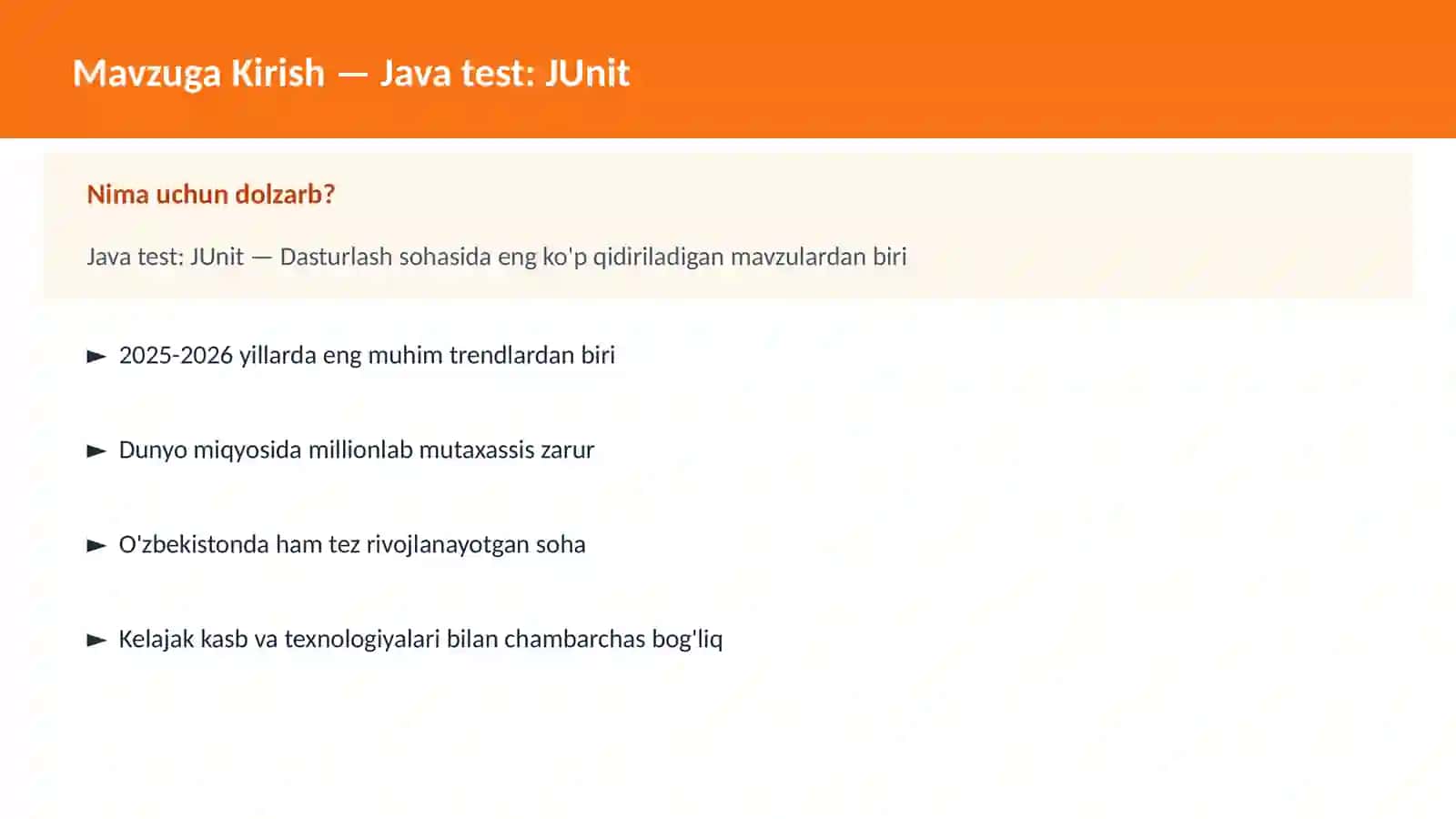 Java test: JUnit 2