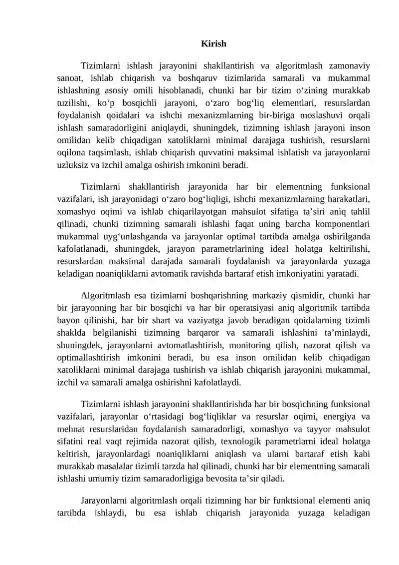 Tizimlarni ishlash jarayonini shakillantirish va algoritmlash 2